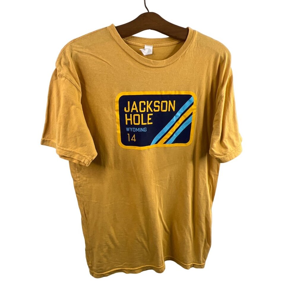 Jackson Hole Wyoming TShirt Size Medium Short Sleeve Crewneck Yellow Cotton NEW